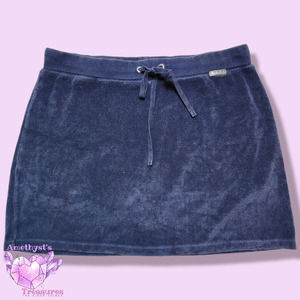 NYL Mini Skirt LG Terry Cloth micro skirt short navy blue Beach drawstring y2k